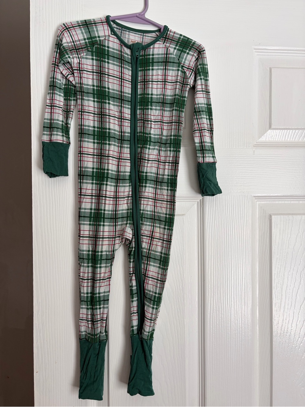 Little Sleepies Green Plaid One-Piece Footie Pajamas